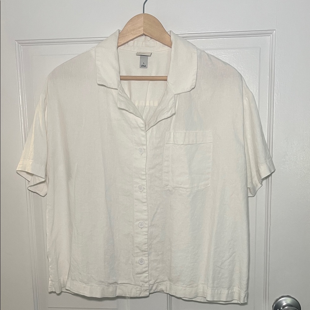 A New Day Cream Short Sleeve Shirt - oversized